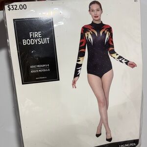 Halloween Fire Bodysuit with Flame Design Costume Circus